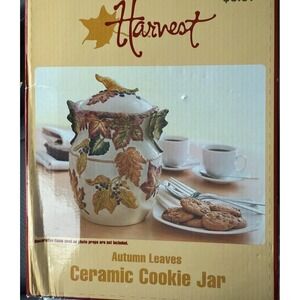 BICO China Cookie Jar with Lid - Autumn Harvest Leaves